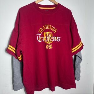 USC Tradition Long Sleeve Tee - Red and Gray